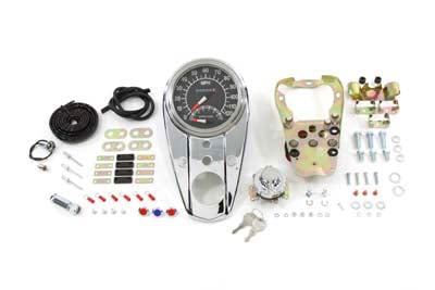 Chrome Three Light Dash Panel Kit with 2:1 Ratio Speedometer
