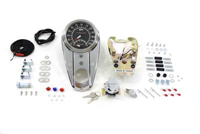 Chrome Three Light Dash Panel Kit with 1:1 Ratio Speedometer