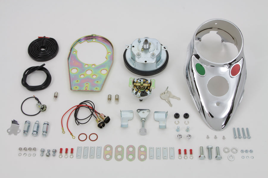 Chrome Cateye Dash Panel Kit with 2:1 Ratio Speedometer