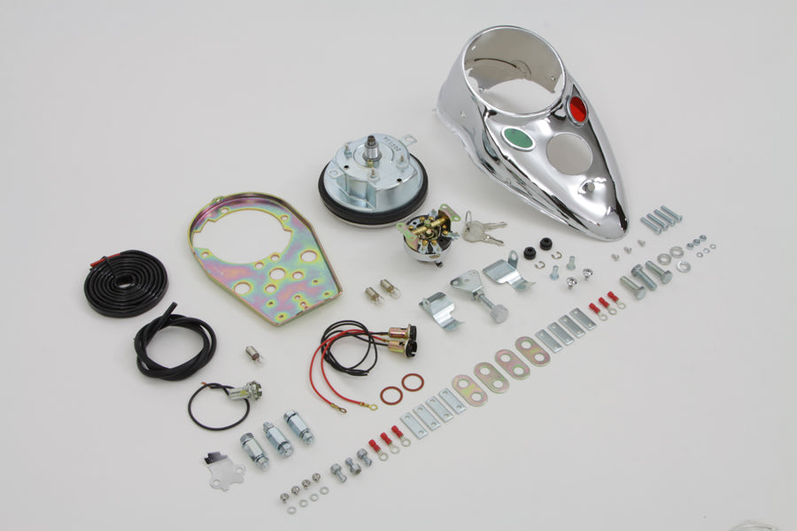 Chrome Cateye Dash Panel Kit with 2:1 Ratio Speedometer