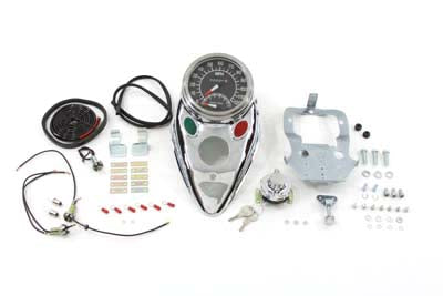 Chrome Cateye Dash Panel Kit with 1:1 Ratio Speedometer