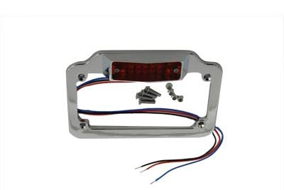 License Plate Frame Chrome Billet with LED Red Top Lamp