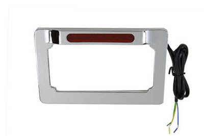License Plate Frame Chrome Billet with LED Top Lamp