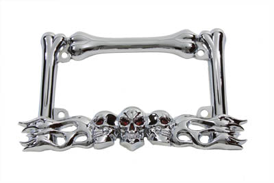 License Plate Frame Skull Style Chrome