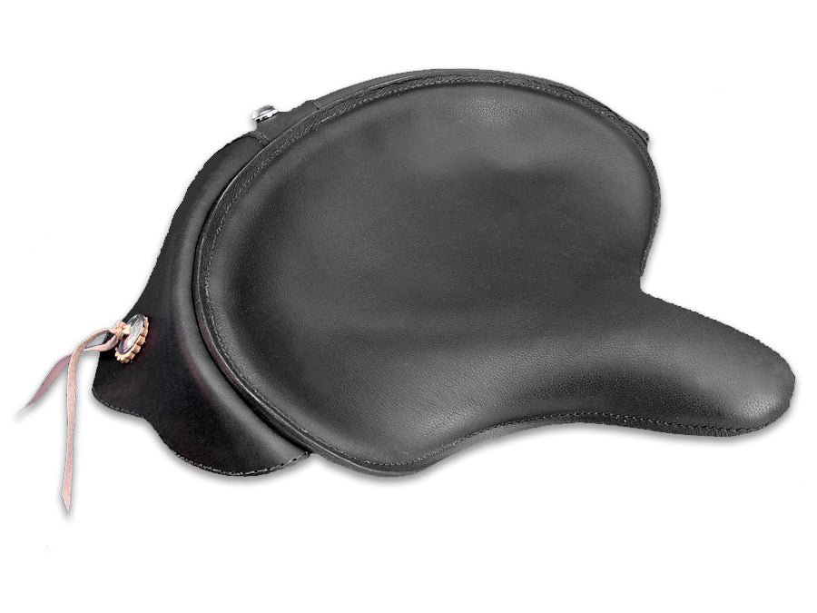Black Leather Solo Seat with Skirt