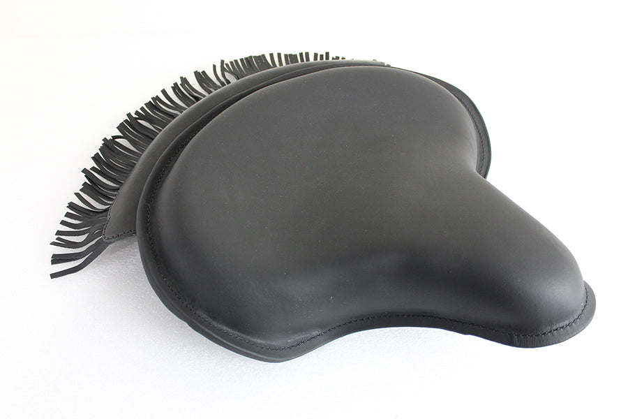 Black Leather Solo Seat With Fringe Skirt