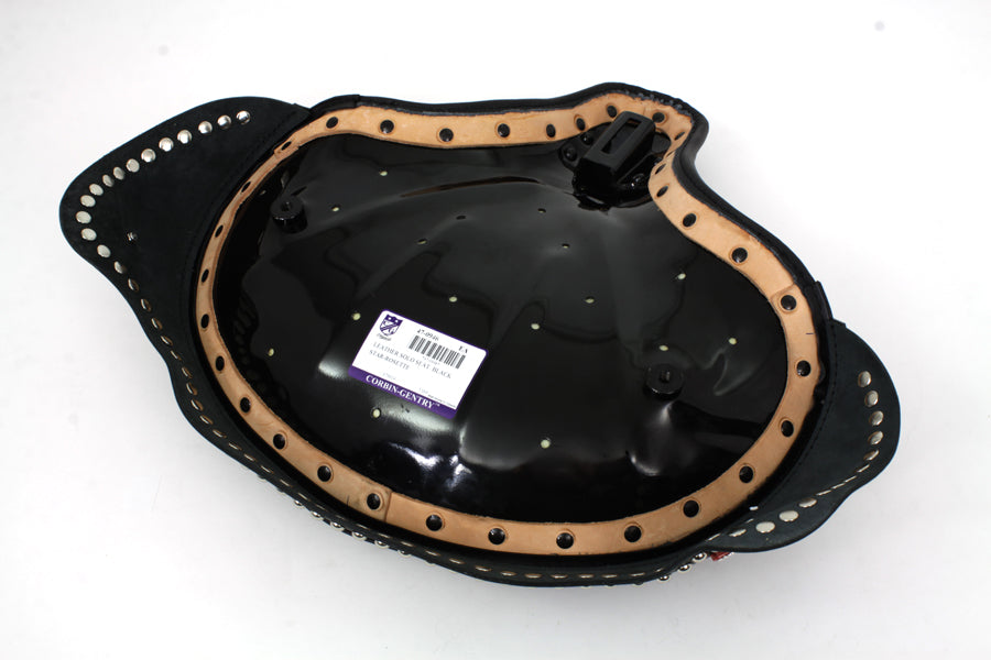 Black Leather Solo Seat with Skirt