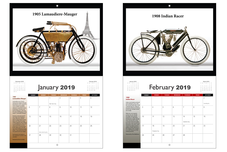2019 Motorcyclepedia Museum Calendar