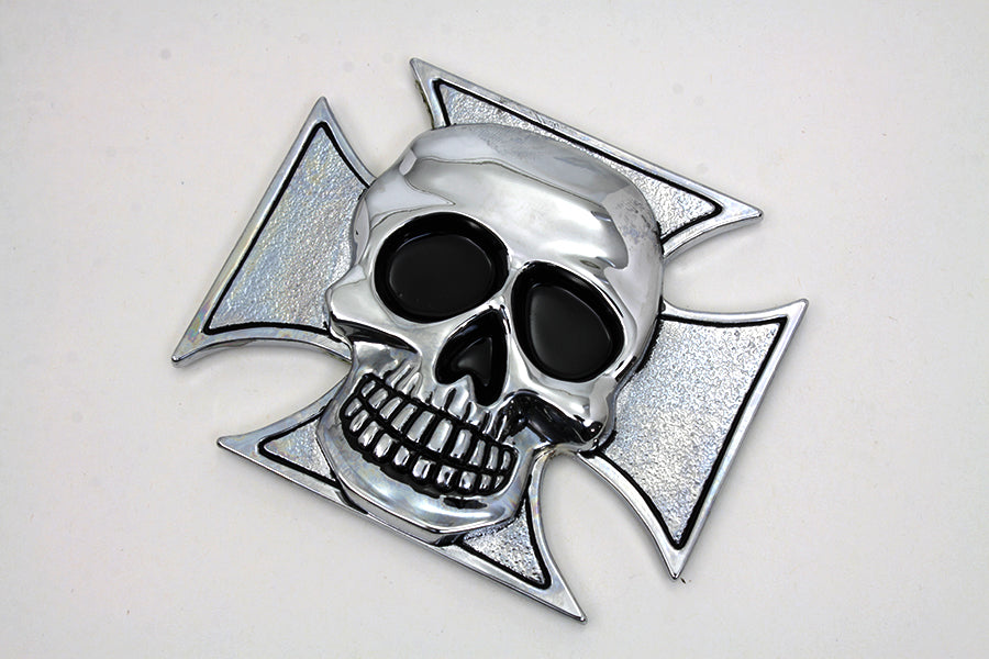 Pewter Maltese Cross with Skull Emblem