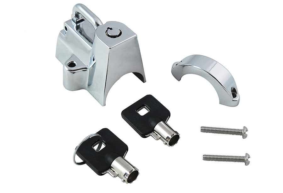 Chrome Helmet Lock with Pipe Key