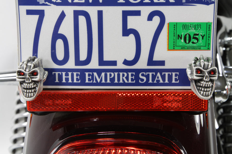 Skull with Skeleton Hand License Plate Topper Set