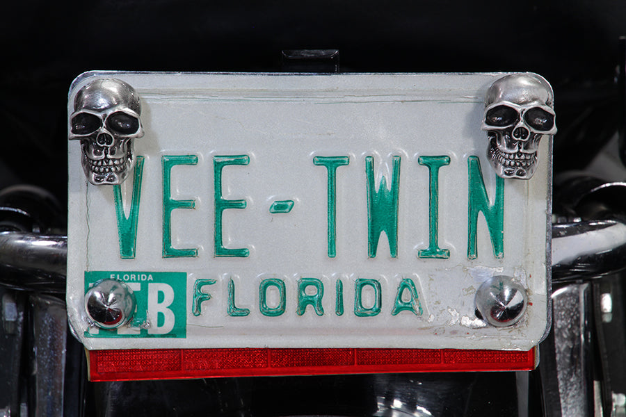 Silver Skull License Plate Bolt Set