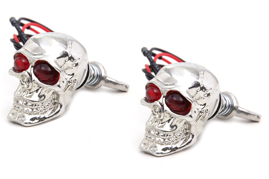 Silver Skull License Plate Bolt Set with LED