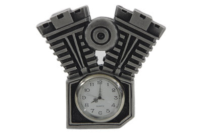UPDATE: V-Twin Pewter Motorcycle Clock 3-1/2 Tall