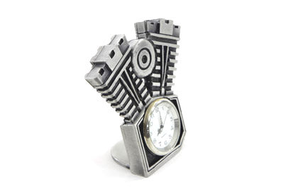 UPDATE: V-Twin Pewter Motorcycle Clock 3-1/2 Tall