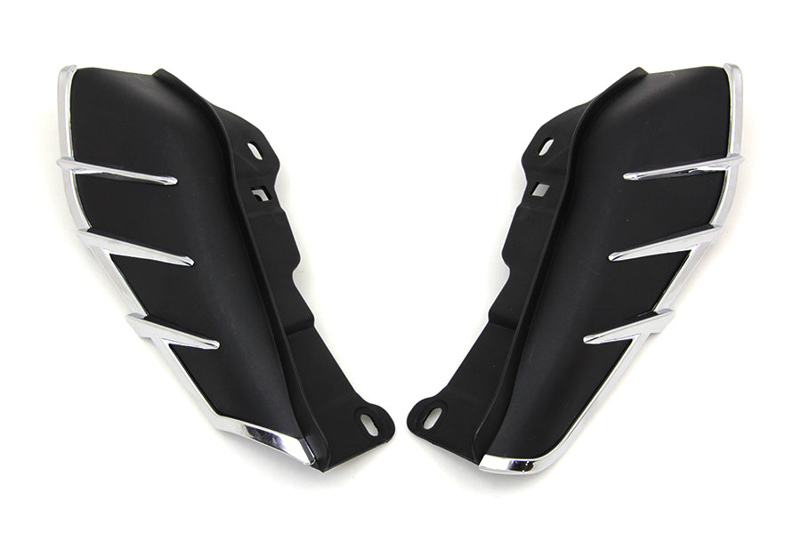 Black Windshield Deflector Set with Chrome Trim