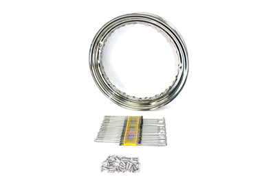 16 x 3 Wheel Rim and Spoke Kit Chrome Steel