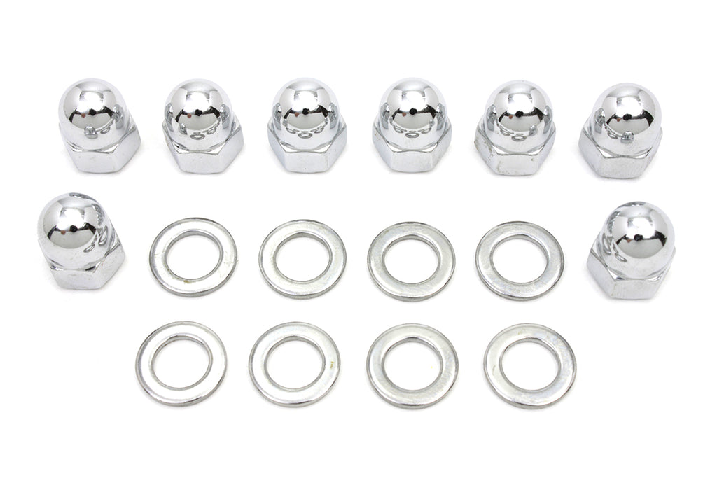 Chrome Cylinder Base Acorn Nut and Washer