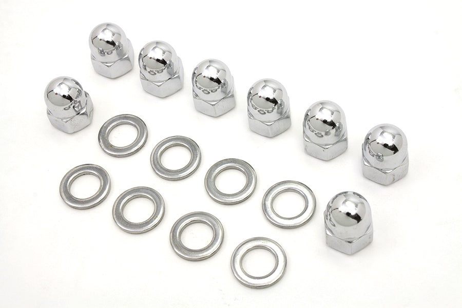 Chrome Cylinder Base Acorn Nut and Washer