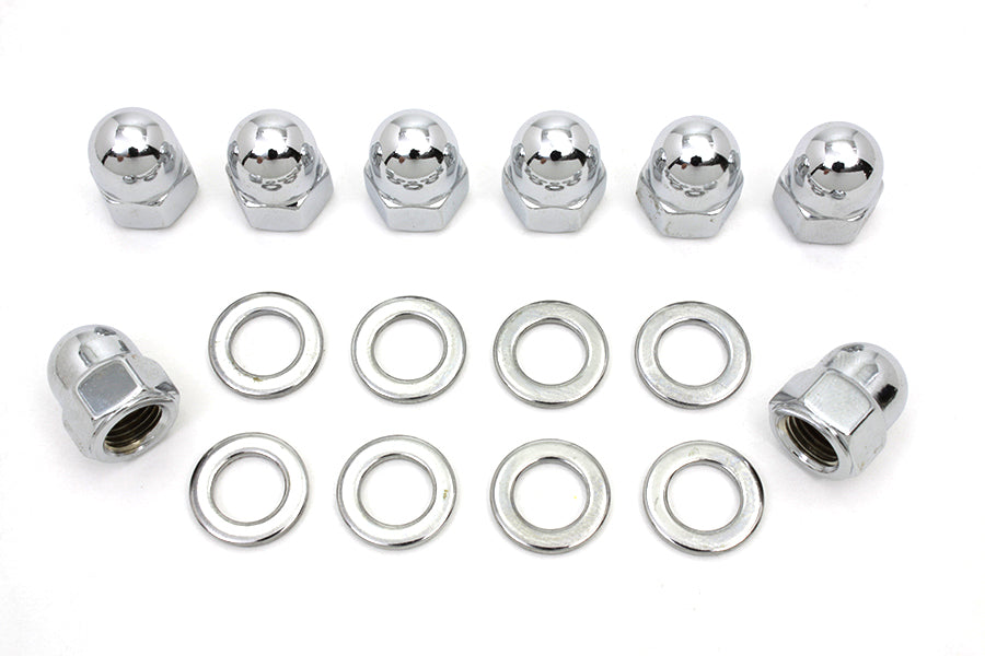 Chrome Cylinder Base Acorn Nut and Washer