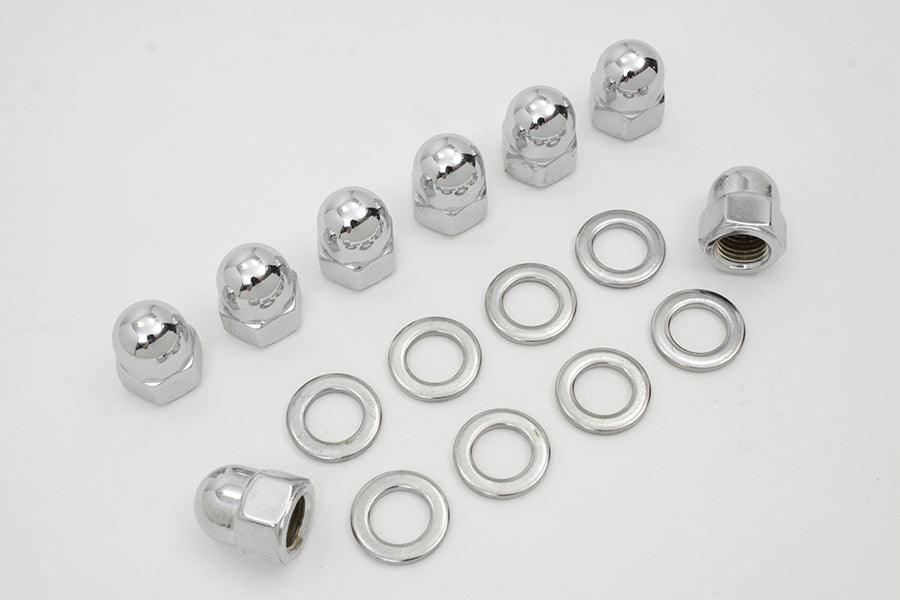 Chrome Cylinder Base Acorn Nut and Washer