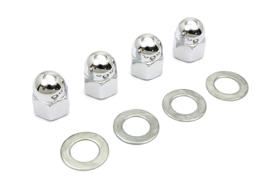 Rocker Arm Shaft Chrome Acorn Nut and Washer