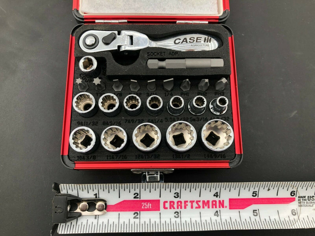 24Pc- 1/4" Dr. Mini Flex Head Ratchet & Socket Set