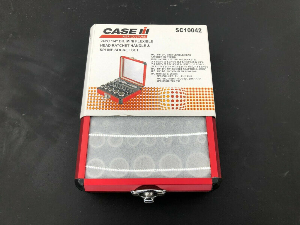 24Pc- 1/4" Dr. Mini Flex Head Ratchet & Socket Set
